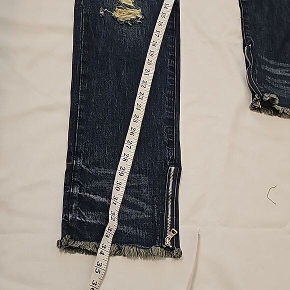 Mens Embellish nyc  distressed side abd ankle zipper jeans 34 - Picture 9 of 9